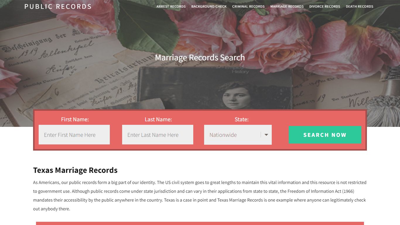Texas Marriage Records - Public Records